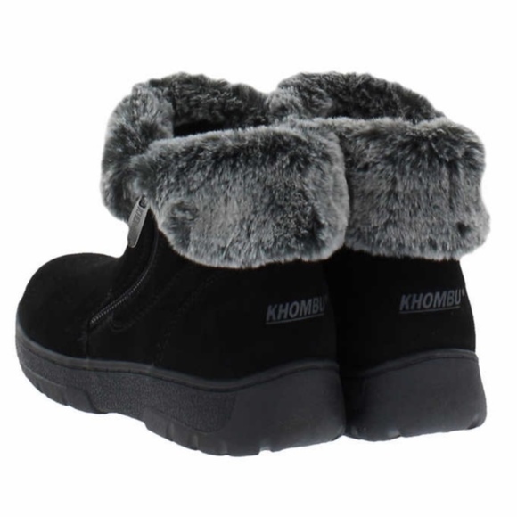 🔥 NIB Khombu Jessica Fur Short Suede Boots Black - Picture 4 of 7
